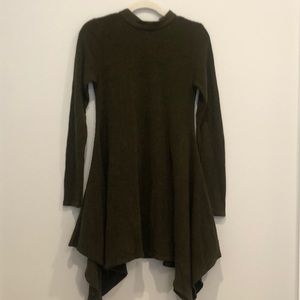 Mock neck sweater dress with keyhole back